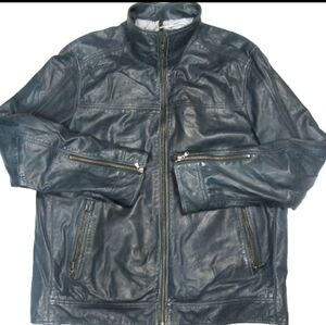 Lamarque Women's  Bomber Jacket Leather navy blue Size L